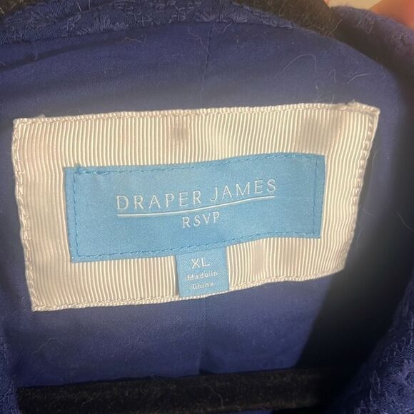 ✨Draper James Eyelet Textured Notch Lapel Blazer Sz XL Navy Jacket✨ - Picture 8 of 11